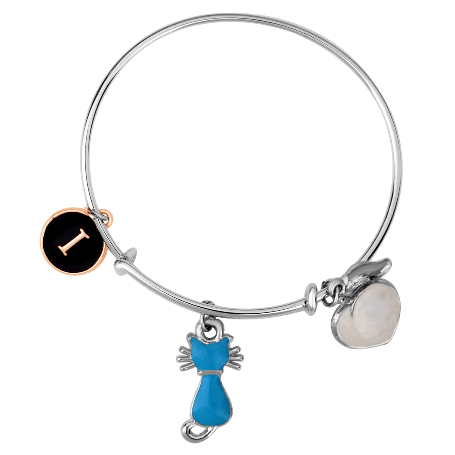 Enamel Work Charms Bracelets for Cat & Letter, BRK1100960M